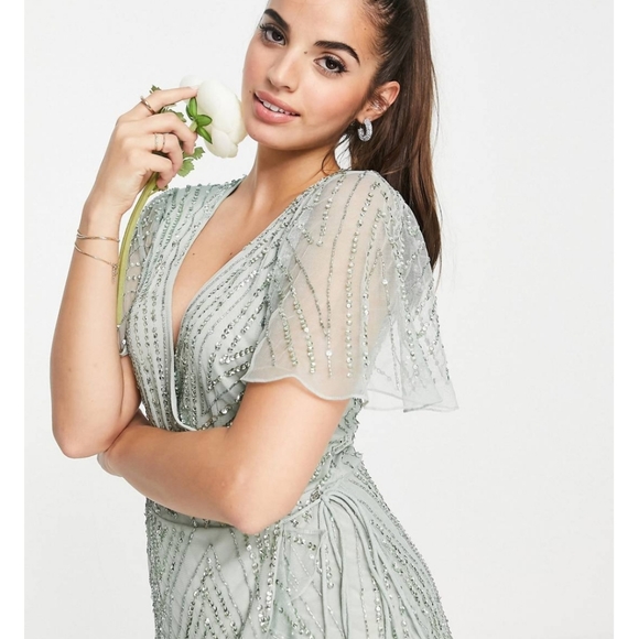 NWT ASOS Embellished Wrap Maxi Dress by Frock and Frill - Picture 3 of 5